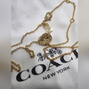 Coach Gold-Tone Pendant Logo Necklace Link Circles Signature